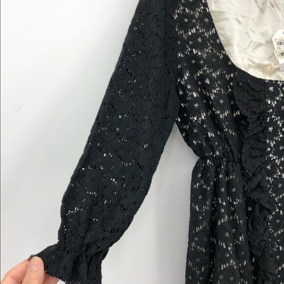 New With Tags Petticoat Alley Women’s Medium Black White Lace Light Blouse - Picture 3 of 8